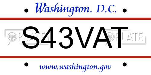 S43VAT District Of Columbia License Plate