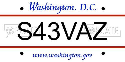 S43VAZ District Of Columbia License Plate