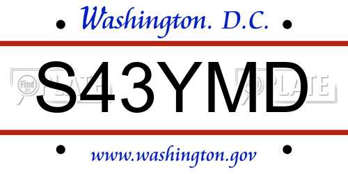 S43YMD District Of Columbia License Plate