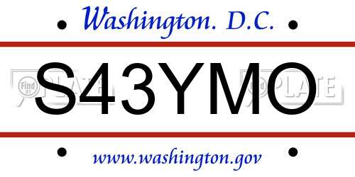 S43YMO District Of Columbia License Plate