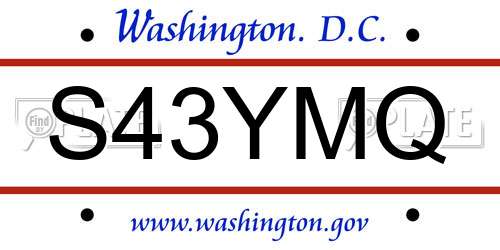 S43YMQ District Of Columbia License Plate