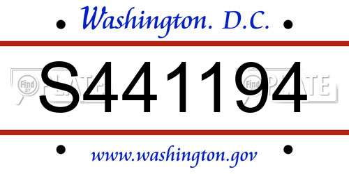 S441194 District Of Columbia License Plate