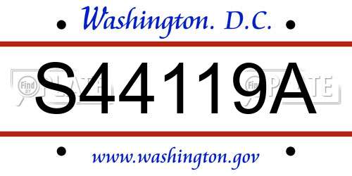 S44119A District Of Columbia License Plate