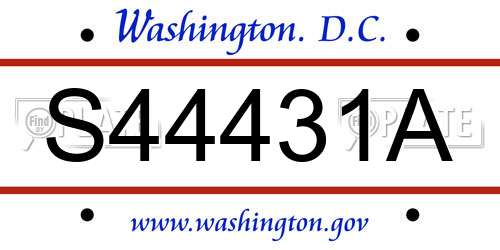 S44431A District Of Columbia License Plate