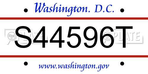 S44596T District Of Columbia License Plate
