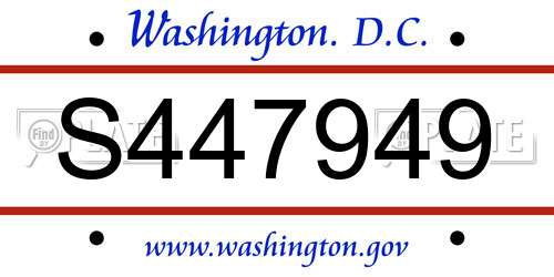 S447949 District Of Columbia License Plate