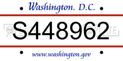 S448962 District Of Columbia License Plate