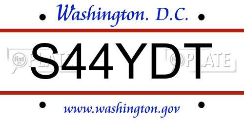 S44YDT District Of Columbia License Plate