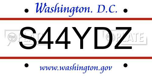 S44YDZ District Of Columbia License Plate