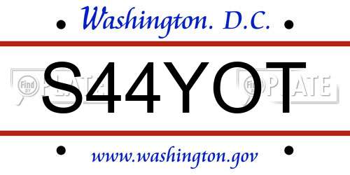 S44YOT District Of Columbia License Plate