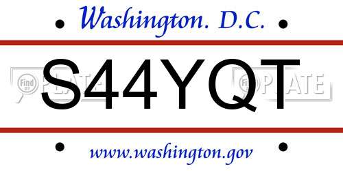 S44YQT District Of Columbia License Plate