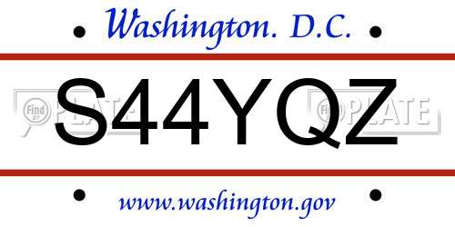 S44YQZ District Of Columbia License Plate