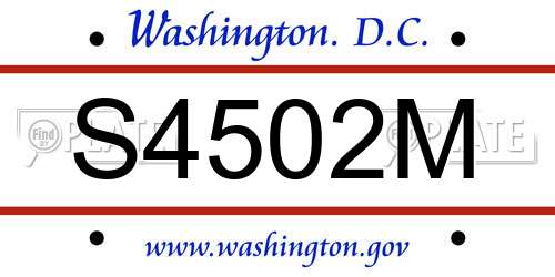 S4502M District Of Columbia License Plate