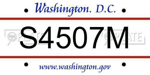 S4507M District Of Columbia License Plate