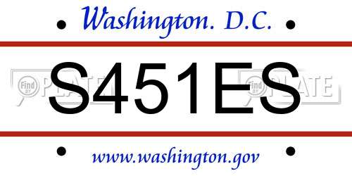 S451ES District Of Columbia License Plate