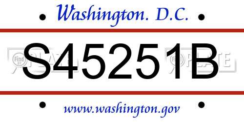 S45251B District Of Columbia License Plate
