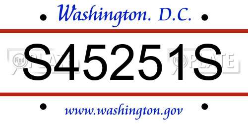 S45251S District Of Columbia License Plate