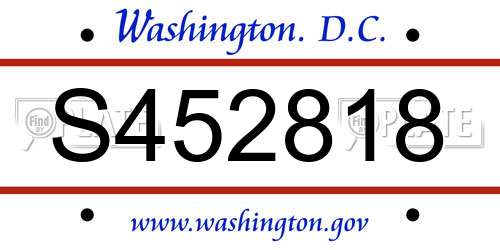 S452818 District Of Columbia License Plate