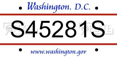 S45281S District Of Columbia License Plate