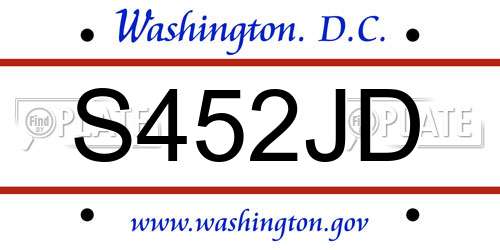 S452JD District Of Columbia License Plate