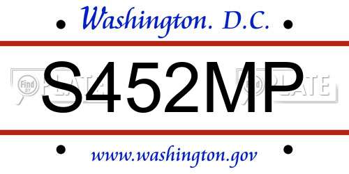 S452MP District Of Columbia License Plate