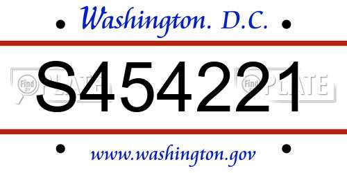 S454221 District Of Columbia License Plate
