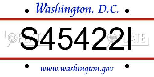 S45422I District Of Columbia License Plate