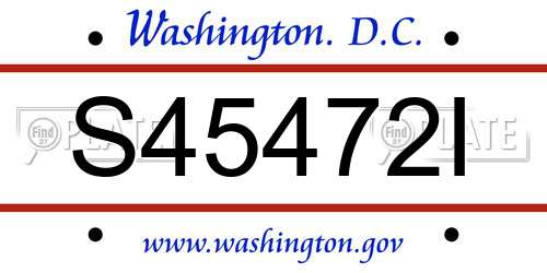 S45472I District Of Columbia License Plate