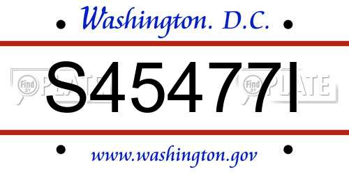 S45477I District Of Columbia License Plate