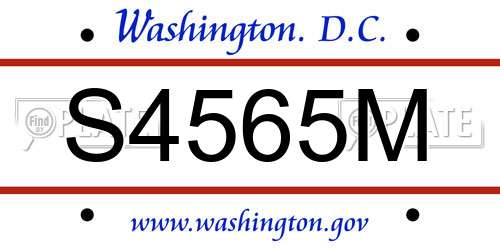 S4565M District Of Columbia License Plate