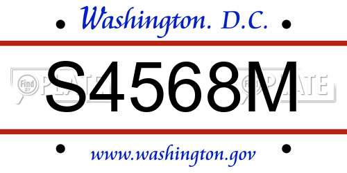 S4568M District Of Columbia License Plate