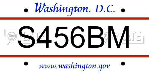 S456BM District Of Columbia License Plate