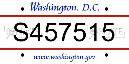S457515 District Of Columbia License Plate