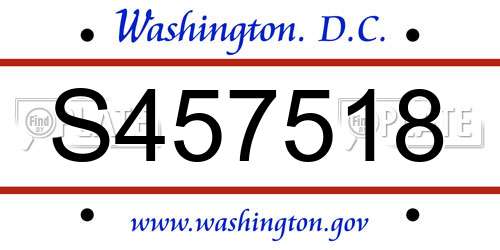 S457518 District Of Columbia License Plate