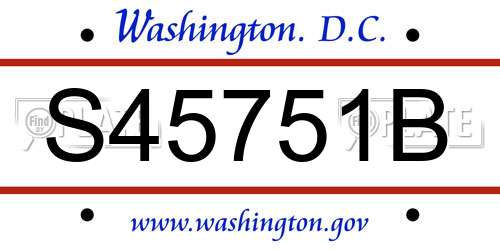 S45751B District Of Columbia License Plate