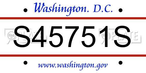 S45751S District Of Columbia License Plate