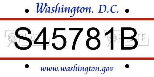 S45781B District Of Columbia License Plate