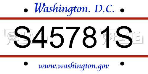 S45781S District Of Columbia License Plate