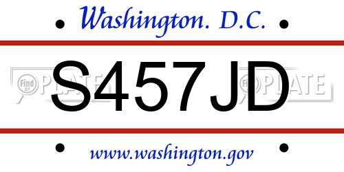 S457JD District Of Columbia License Plate
