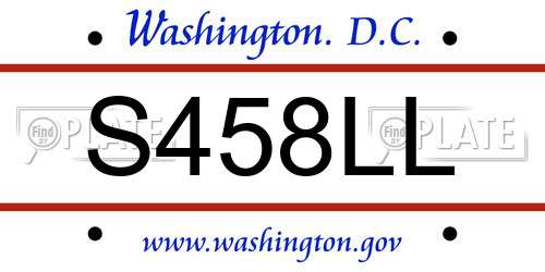 S458LL District Of Columbia License Plate
