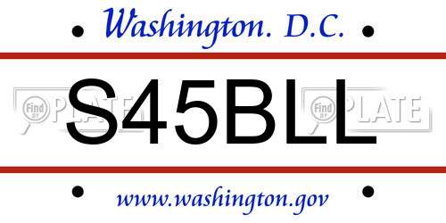 S45BLL District Of Columbia License Plate
