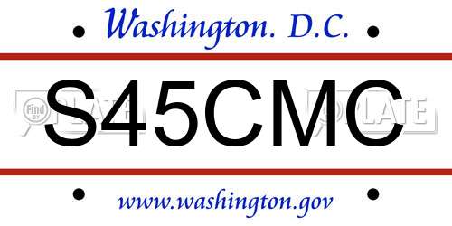 S45CMC District Of Columbia License Plate