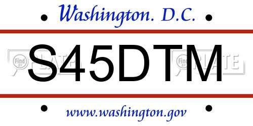 S45DTM District Of Columbia License Plate