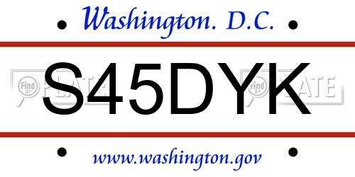 S45DYK District Of Columbia License Plate