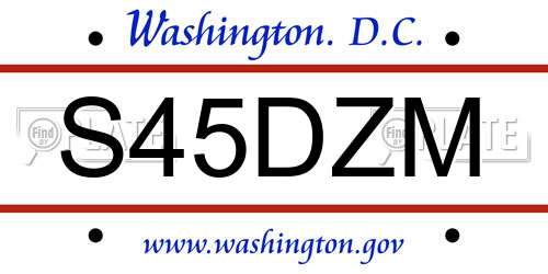 S45DZM District Of Columbia License Plate