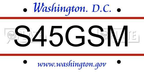 S45GSM District Of Columbia License Plate