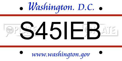 S45IEB District Of Columbia License Plate
