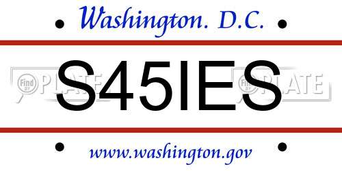 S45IES District Of Columbia License Plate