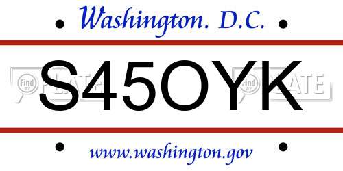 S45OYK District Of Columbia License Plate