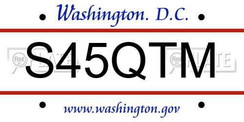 S45QTM District Of Columbia License Plate